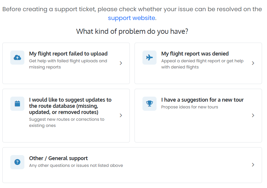 The new ticket submission form